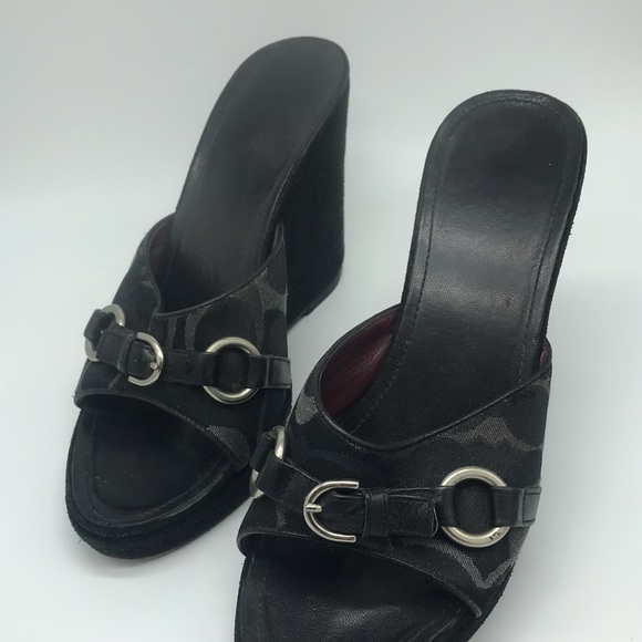 COACH Black Signature C Wedges - Picture 3 of 4